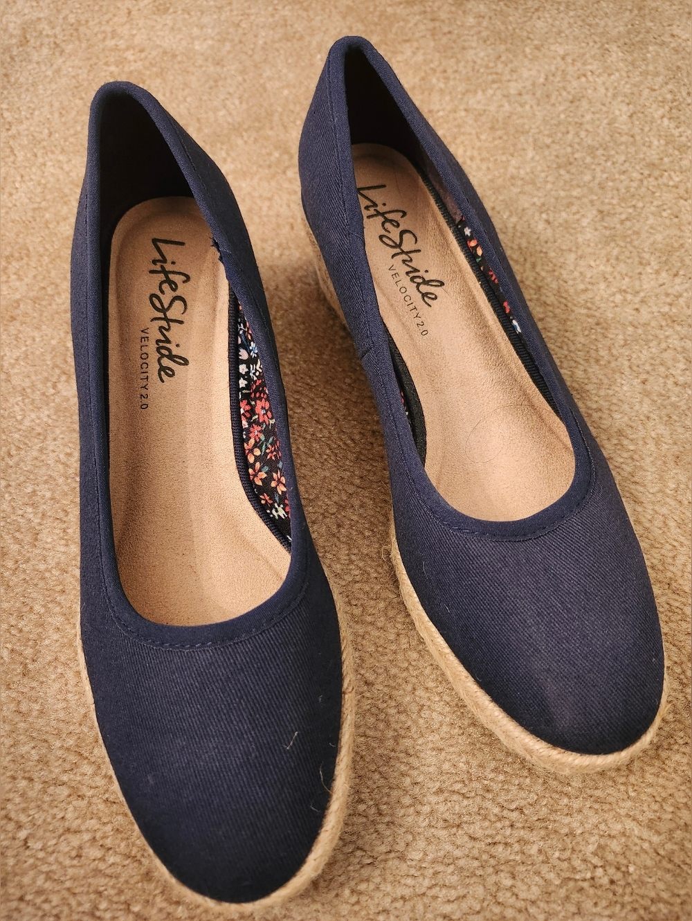Life Stride Navy Canvas Espadrille Flats